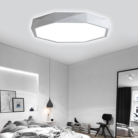 Octagon Metal Flush Lighting Modern Led 16"/19.5"/23.5" Wide White Flush Mount Lamp for Living Room White Clearhalo 'Ceiling Lights' 'Close To Ceiling Lights' 'Close to ceiling' 'Flush mount' Lighting' 110397