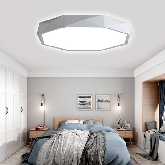 Octagon Metal Flush Lighting Modern Led 16"/19.5"/23.5" Wide White Flush Mount Lamp for Living Room Clearhalo 'Ceiling Lights' 'Close To Ceiling Lights' 'Close to ceiling' 'Flush mount' Lighting' 110400