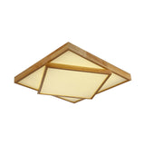 19"/25"/31.5" Wide Modern Square Wood Flush Mount Light LED Ceiling Light Fixture for Bedroom in Warm/White Light Clearhalo 'Ceiling Lights' 'Close To Ceiling Lights' 'Close to ceiling' 'Flush mount' Lighting' 110527