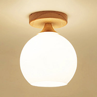 Modern Style White Flush Ceiling Light One Head Opal Glass Ceiling Lamp for Bathroom White A Clearhalo 'Ceiling Lights' 'Close To Ceiling Lights' 'Close to ceiling' 'Glass shade' 'Glass' 'Semi-flushmount' Lighting' 110949