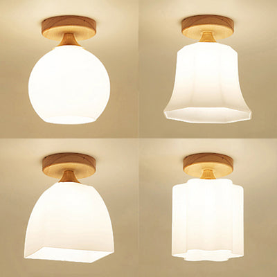 Modern Style White Flush Ceiling Light One Head Opal Glass Ceiling Lamp for Bathroom Clearhalo 'Ceiling Lights' 'Close To Ceiling Lights' 'Close to ceiling' 'Glass shade' 'Glass' 'Semi-flushmount' Lighting' 110950