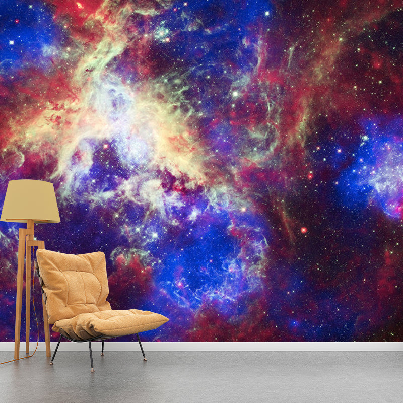 Starry Sky Mural Wallpaper for Ceiling Decoration, Red and Blue, Made to Measure Red-Blue Clearhalo 'Wall Decor' 'Wall Mural' 1112674