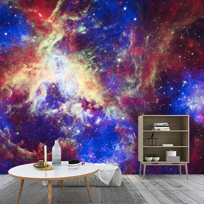 Starry Sky Mural Wallpaper for Ceiling Decoration, Red and Blue, Made to Measure Clearhalo 'Wall Decor' 'Wall Mural' 1112675