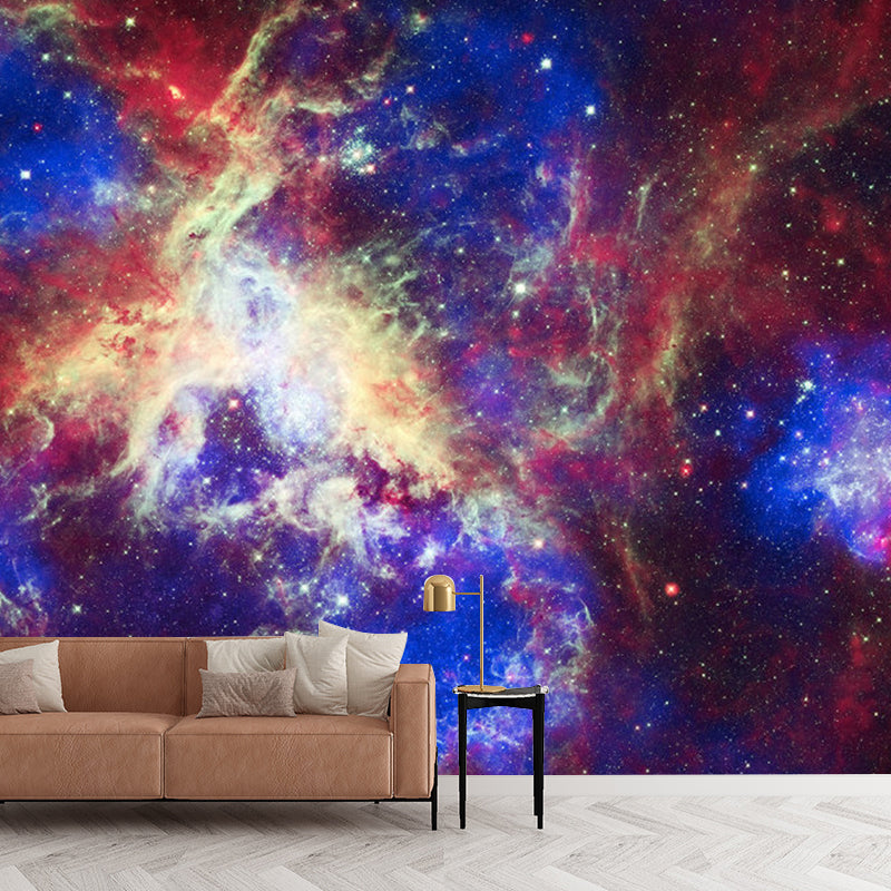 Starry Sky Mural Wallpaper for Ceiling Decoration, Red and Blue, Made to Measure Clearhalo 'Wall Decor' 'Wall Mural' 1112676