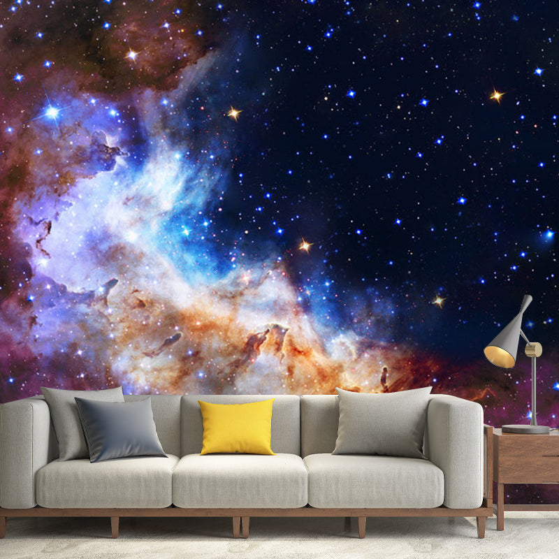 Big Galaxy Wall Covering for Living Room Stars Mural Wallpaper in Blue and Purple, Stain-Resistant Blue-Purple Clearhalo 'Wall Decor' 'Wall Mural' 1112704