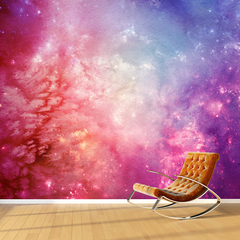 Big Flaring Galaxy Mural Wallpaper in Purple and Pink Non-Woven Wall Covering for Home Decor, Custom-Made Clearhalo 'Wall Decor' 'Wall Mural' 1112770