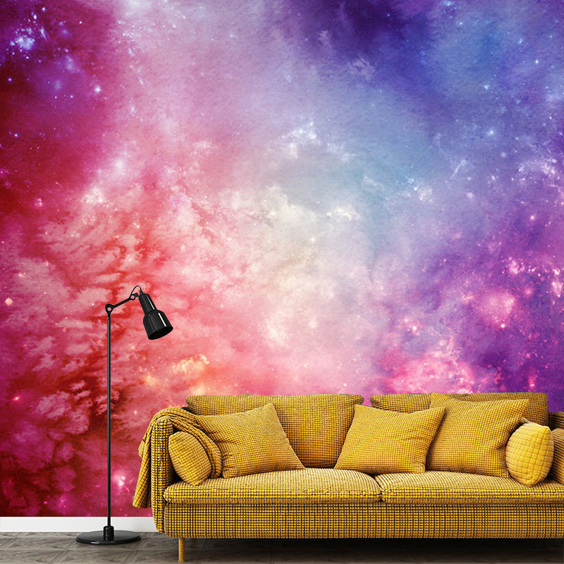 Big Flaring Galaxy Mural Wallpaper in Purple and Pink Non-Woven Wall Covering for Home Decor, Custom-Made Clearhalo 'Wall Decor' 'Wall Mural' 1112771