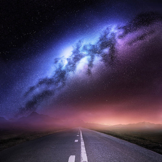 Road and Galaxy Mural Wallpaper for Bedroom Modern Wall Decor in Purple, Customized Size Available Clearhalo 'Wall Decor' 'Wall Mural' 1112837