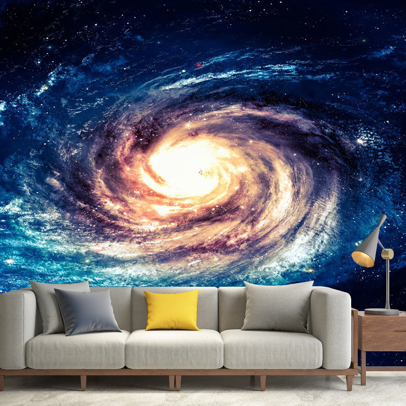 Swirling Nebula Wall Mural Decal for Home Decor, Blue and Orange, Personalized Size Available Clearhalo 'Wall Decor' 'Wall Mural' 1114065