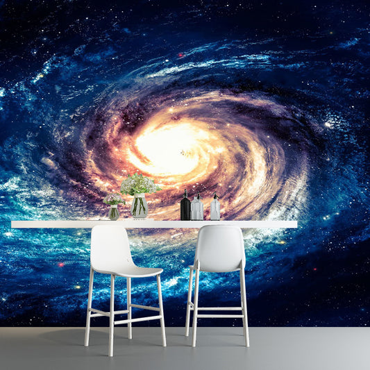 Swirling Nebula Wall Mural Decal for Home Decor, Blue and Orange, Personalized Size Available Clearhalo 'Wall Decor' 'Wall Mural' 1114066