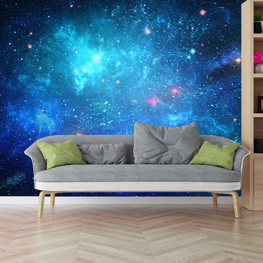 Blue Flaring Nebula Wall Mural Water-Resistant Wall Art for Guest Room Decoration Clearhalo 'Wall Decor' 'Wall Mural' 1114080