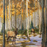 Yellow and Brown Retro Mural Personalized Size Elk Deer and Jungle Wall Art for Bedroom Clearhalo 'Wall Decor' 'Wall Mural' 1114382