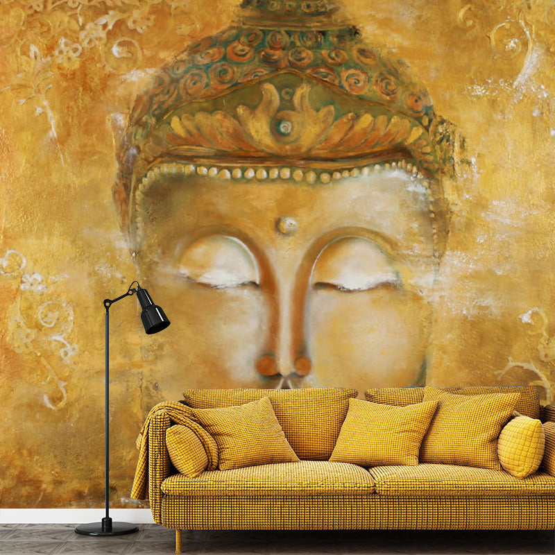 Extra Large Illustration Traditional Mural Wallpaper for Accent Wall with Buddhist Statue Design in Brown Clearhalo 'Wall Decor' 'Wall Mural' 1114505