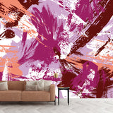 Big Watercolors Wall Mural in Purple and Pink Non-Woven Fabric Wall Art for Living Room, Custom-Printed Clearhalo 'Wall Decor' 'Wall Mural' 1114551