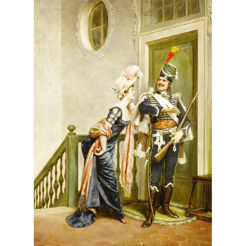 Water-Resistant Officer and Lady Mural Wallpaper Non-Woven Fabric Classic Wall Decor, Personalized Size Available Clearhalo 'Wall Decor' 'Wall Mural' 1114597