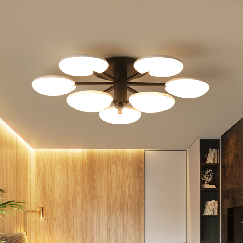 Acrylic Round Semi Ceiling Mount Light Dining Room Contemporary LED Ceiling Lamp in Black Clearhalo 'Ceiling Lights' 'Close To Ceiling Lights' 'Close to ceiling' 'Semi-flushmount' Lighting' 112013