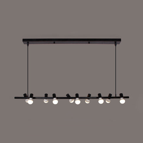 Retro Bare Bulb Metal Island Lamp 6/10 Heads Black Hanging Light for Dining Room in White/Black Clearhalo 'Ceiling Lights' 'Island Lights' Lighting' 112026