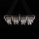 Raindrop Island Chandelier Contemporary Crystal 15-Light Black Pendant Lighting for Bar Restaurant Clearhalo 'Ceiling Lights' 'Island Lights' Lighting' 112050