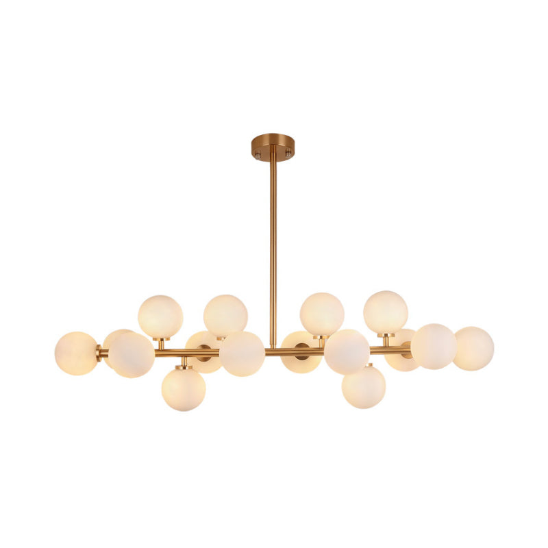 Post Modern 16 Lights Island Chandelier Gold Linear Billiard Light with Glass Shade Clearhalo 'Ceiling Lights' 'Glass shade' 'Glass' 'Island Lights' Lighting' 112069