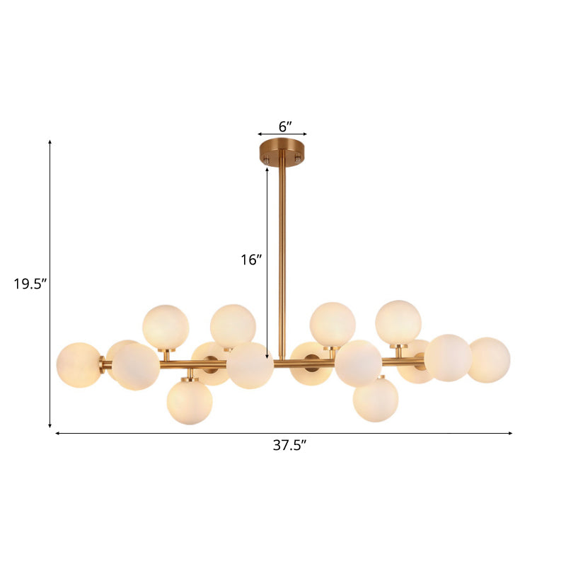 Post Modern 16 Lights Island Chandelier Gold Linear Billiard Light with Glass Shade Clearhalo 'Ceiling Lights' 'Glass shade' 'Glass' 'Island Lights' Lighting' 112070