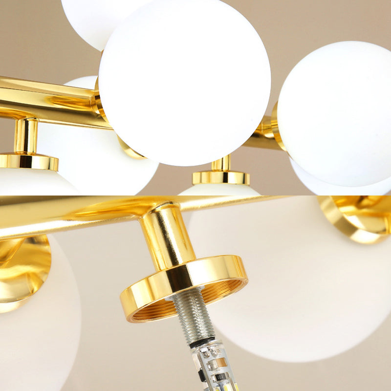 Post Modern 16 Lights Island Chandelier Gold Linear Billiard Light with Glass Shade Clearhalo 'Ceiling Lights' 'Glass shade' 'Glass' 'Island Lights' Lighting' 112071