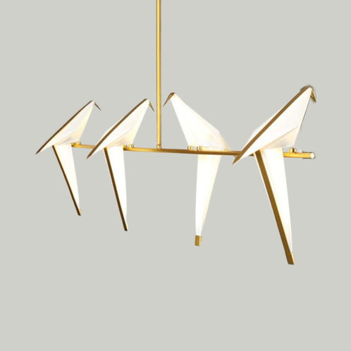 Bird Shaped Plastic Island Pendant Light Modern Style 3/4/5 Lights Golden Hanging Light Fixture for Bedroom 4 Gold Clearhalo 'Ceiling Lights' 'Island Lights' Lighting' 112074