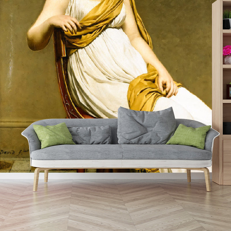 White and Yellow Lady Mural Wallpaper Stain-Resistant Wall Covering for Home Decoration Clearhalo 'Wall Decor' 'Wall Mural' 1120754