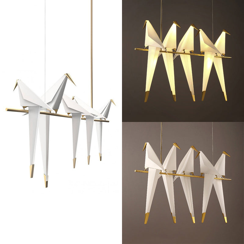 Bird Shaped Plastic Island Pendant Light Modern Style 3/4/5 Lights Golden Hanging Light Fixture for Bedroom Clearhalo 'Ceiling Lights' 'Island Lights' Lighting' 112078