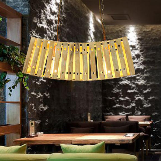 Bamboo Linear Island Lighting Asian Style Multi Light Beige Island Chandelier Light for Dining Table Beige Clearhalo 'Ceiling Lights' 'Island Lights' Lighting' 112127