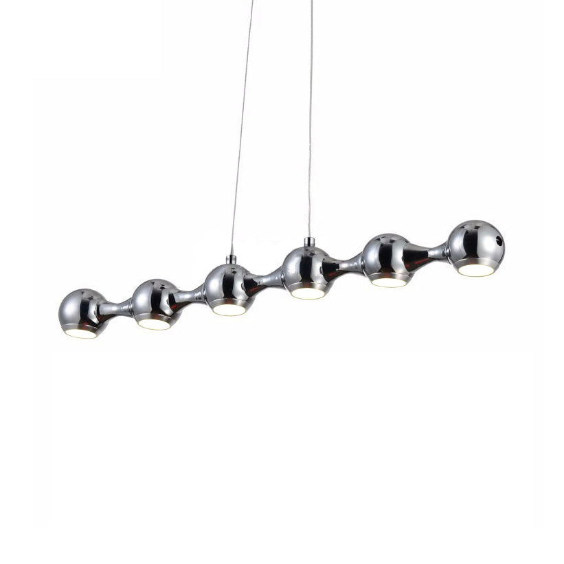 Modern Ball Pendant Ceiling Light Metal 6 Lights Chrome Living Room Island Lighting in Warm/White Clearhalo 'Ceiling Lights' 'Island Lights' Lighting' 112192