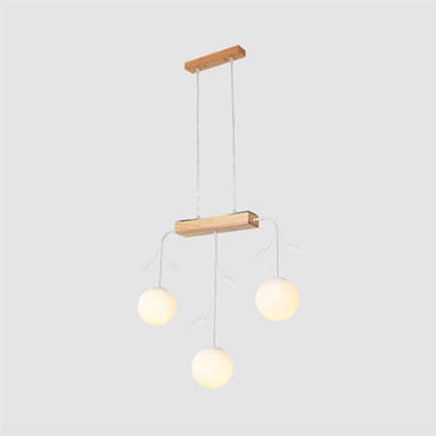 Nordic Style Bubble Shade Island Light 3/4/5 Lights Wooden Hanging Lamp for Restaurant 3 Wood Clearhalo 'Ceiling Lights' 'Island Lights' Lighting' 112350