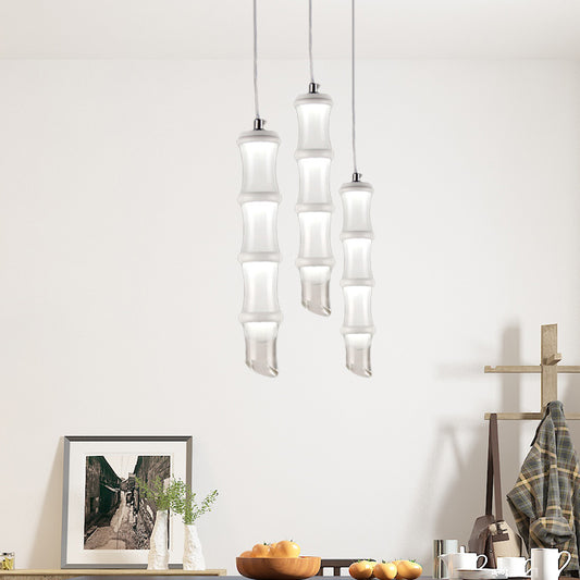 Acrylic Bamboo Pole Pendulum Light Modern White LED Ceiling Pendant in Warm/White Light White Clearhalo 'Ceiling Lights' 'Modern Pendants' 'Modern' 'Pendant Lights' 'Pendants' Lighting' 1125154