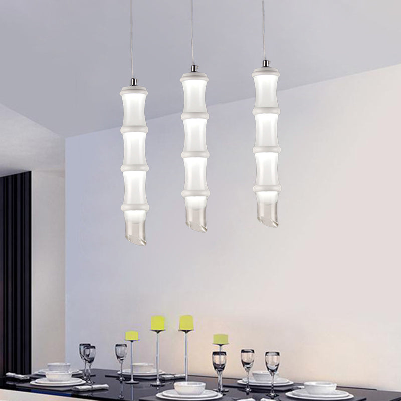 Acrylic Bamboo Pole Pendulum Light Modern White LED Ceiling Pendant in Warm/White Light Clearhalo 'Ceiling Lights' 'Modern Pendants' 'Modern' 'Pendant Lights' 'Pendants' Lighting' 1125155