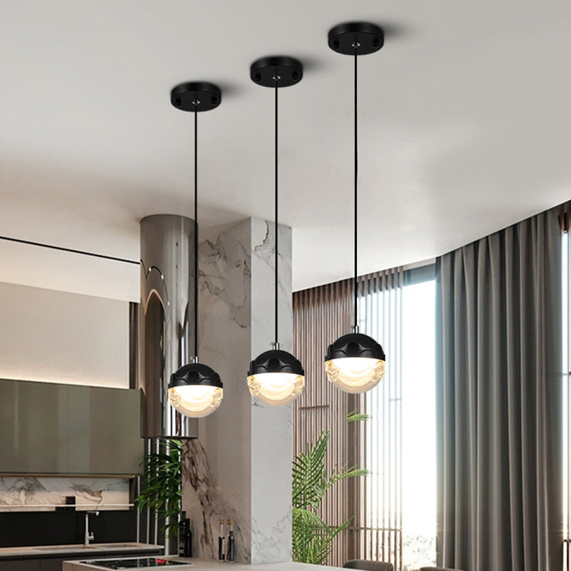 Simple Globe Acrylic Suspension Light LED Down Lighting Pendant in Black for Bedroom Clearhalo 'Ceiling Lights' 'Glass shade' 'Glass' 'Modern Pendants' 'Modern' 'Pendant Lights' 'Pendants' Lighting' 1125173