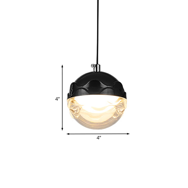 Simple Globe Acrylic Suspension Light LED Down Lighting Pendant in Black for Bedroom Clearhalo 'Ceiling Lights' 'Glass shade' 'Glass' 'Modern Pendants' 'Modern' 'Pendant Lights' 'Pendants' Lighting' 1125175