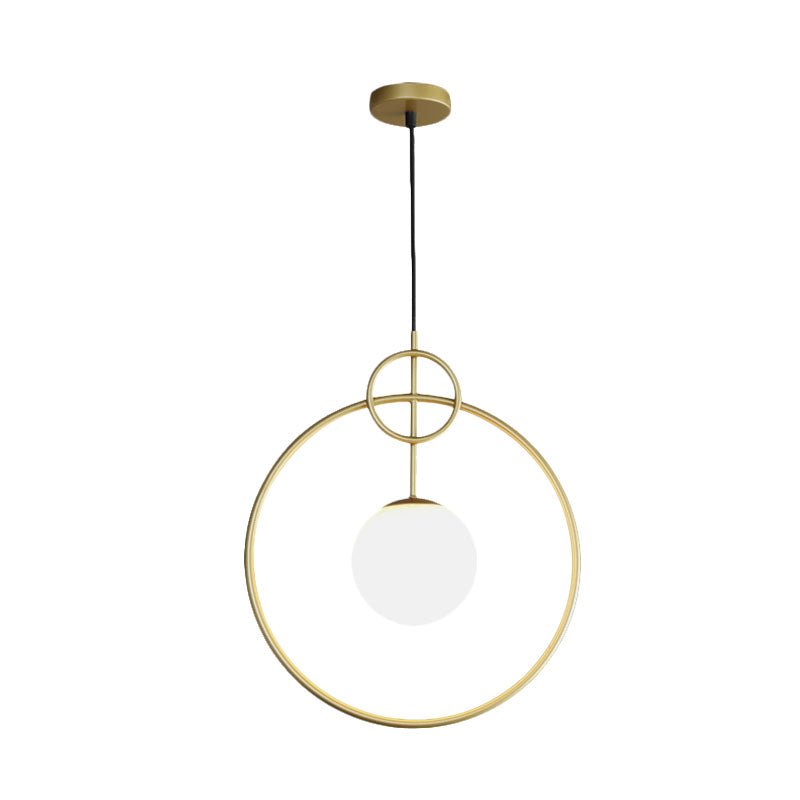 Ball Pendant Light Fixture Postmodern Milk Glass 1-Light Dining Room Ceiling Lamp with Circles in Gold Clearhalo 'Ceiling Lights' 'Modern Pendants' 'Modern' 'Pendant Lights' 'Pendants' Lighting' 1125209