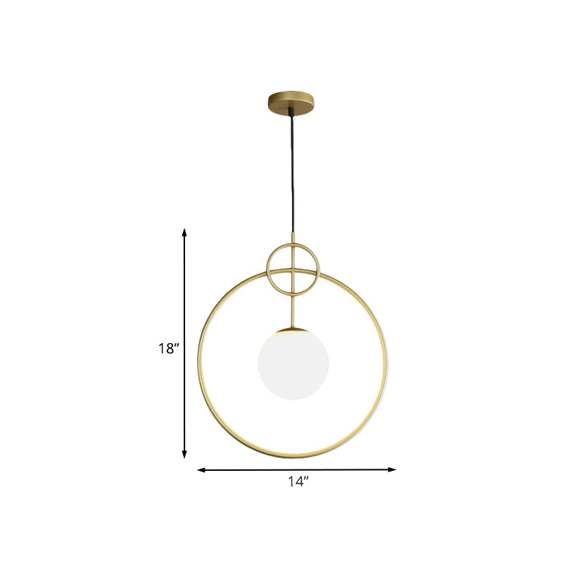 Ball Pendant Light Fixture Postmodern Milk Glass 1-Light Dining Room Ceiling Lamp with Circles in Gold Clearhalo 'Ceiling Lights' 'Modern Pendants' 'Modern' 'Pendant Lights' 'Pendants' Lighting' 1125210