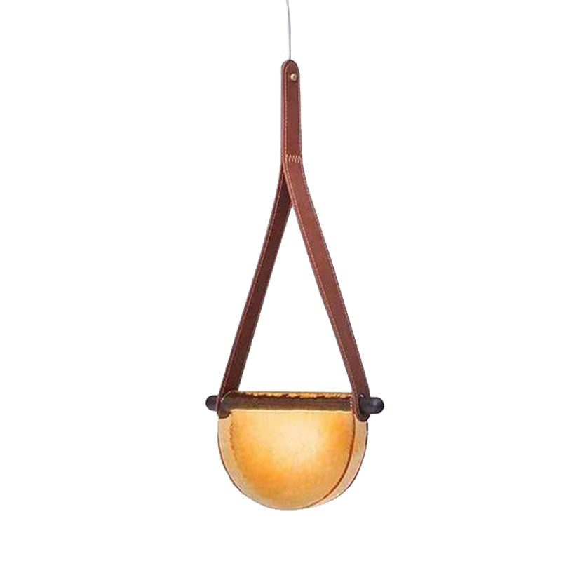 Modernist Raindrop Pendant Light Kit Smoke Grey/Clear/Amber Glass Dining Table LED Hanging Lamp with Brown Leather Strap Clearhalo 'Ceiling Lights' 'Modern Pendants' 'Modern' 'Pendant Lights' 'Pendants' Lighting' 1125225