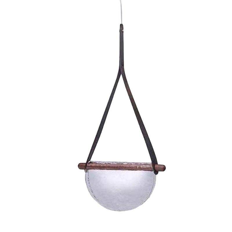 Modernist Raindrop Pendant Light Kit Smoke Grey/Clear/Amber Glass Dining Table LED Hanging Lamp with Brown Leather Strap Clearhalo 'Ceiling Lights' 'Modern Pendants' 'Modern' 'Pendant Lights' 'Pendants' Lighting' 1125230