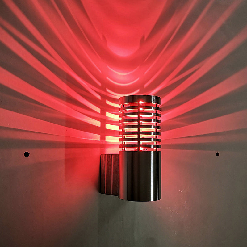 Aluminum Tubular Wall Lamp Kit Modern Chrome Finish LED Sconce for Party, Blue/Yellow/Red Light Clearhalo 'Cast Iron' 'Glass' 'Industrial' 'Modern wall lights' 'Modern' 'Tiffany' 'Traditional wall lights' 'Wall Lamps & Sconces' 'Wall Lights' Lighting' 1125800