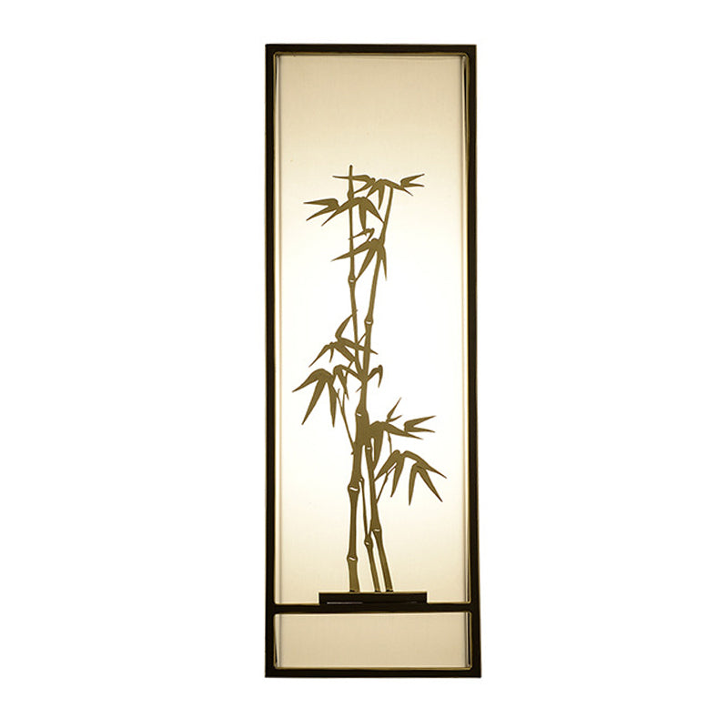 Bamboo Patterned Box Flush Mount Asia Metallic 2-Light Tearoom Wall Mount Mural Light in Black and Gold Clearhalo 'Wall Lamps & Sconces' 'Wall Lights' Lighting' 1125840