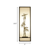 Bamboo Patterned Box Flush Mount Asia Metallic 2-Light Tearoom Wall Mount Mural Light in Black and Gold Clearhalo 'Wall Lamps & Sconces' 'Wall Lights' Lighting' 1125841