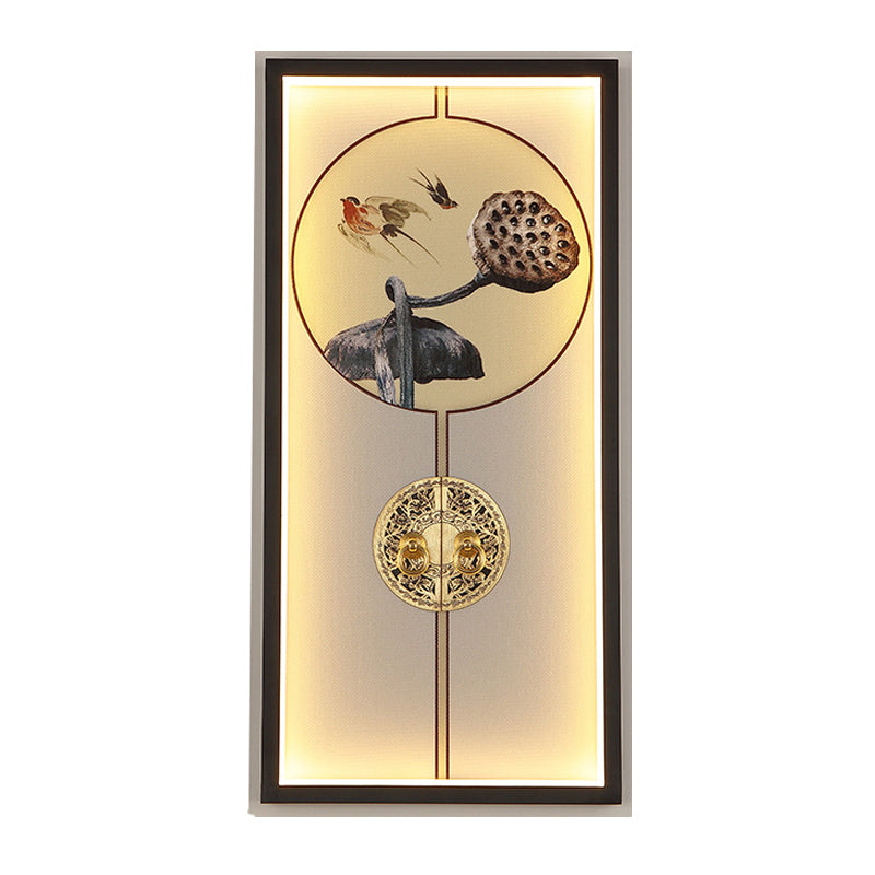 Door Lock Wall Mount Mural Lamp Chinese Aluminum Black and Gold LED Sconce Light Fixture Clearhalo 'Wall Lamps & Sconces' 'Wall Lights' Lighting' 1125905