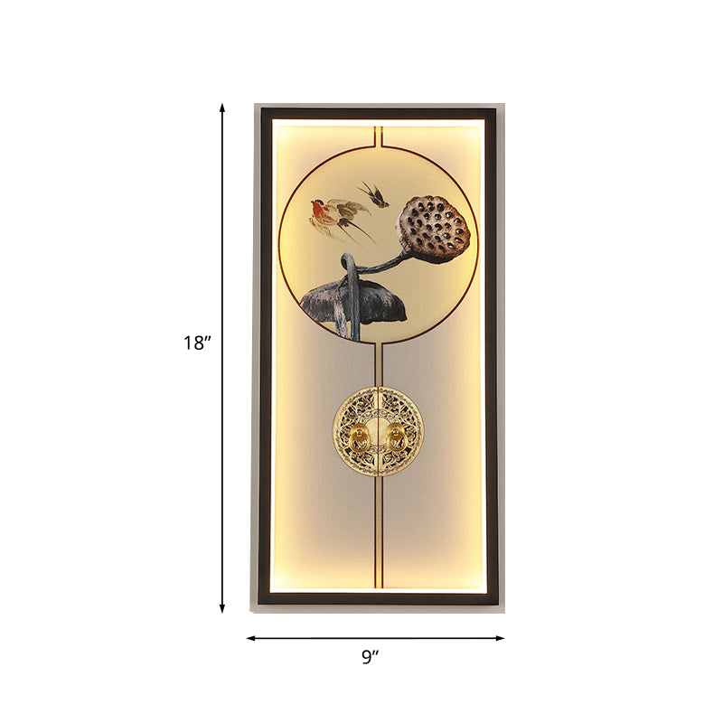 Door Lock Wall Mount Mural Lamp Chinese Aluminum Black and Gold LED Sconce Light Fixture Clearhalo 'Wall Lamps & Sconces' 'Wall Lights' Lighting' 1125906