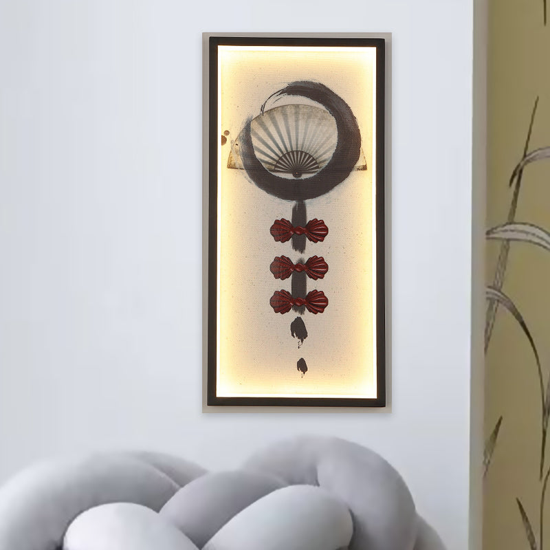 Abstract Living Room Wall Mural Lighting Aluminum Chinese Style LED Wall Sconce in Black Black Clearhalo 'Wall Lamps & Sconces' 'Wall Lights' Lighting' 1125915