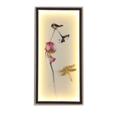 Asia LED Wall Mount Mural Lamp Black Dragonfly-Lotus Sconce Light with Metal Frame Clearhalo 'Wall Lamps & Sconces' 'Wall Lights' Lighting' 1125925