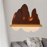 Mountains Bedside Wall Light Fixture Wooden 6-Bulb Asian Style Mural Lighting in Brown Clearhalo 'Wall Lamps & Sconces' 'Wall Lights' Lighting' 1126116