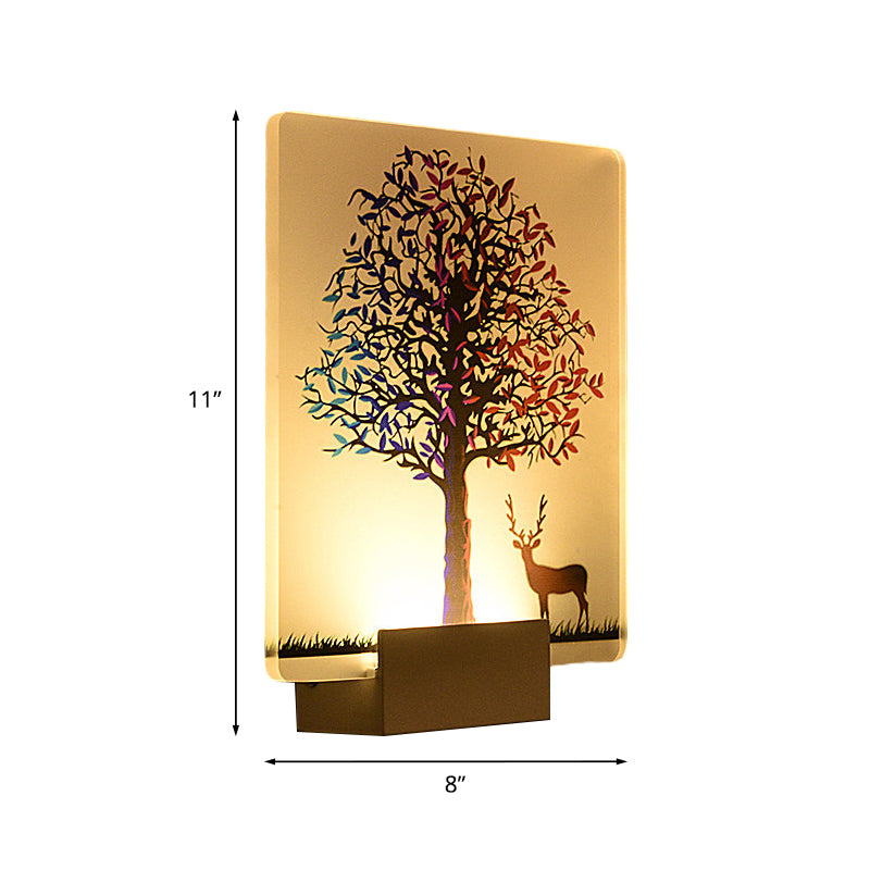 Nordic Elk/Tree Wall Mural Light Acrylic Living Room LED Sconce Light Fixture in White Clearhalo 'Cast Iron' 'Glass' 'Industrial' 'Modern wall lights' 'Modern' 'Tiffany' 'Traditional wall lights' 'Wall Lamps & Sconces' 'Wall Lights' Lighting' 1126419