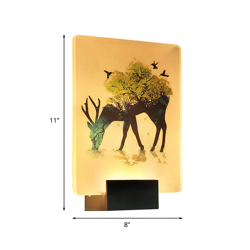 Nordic Elk/Tree Wall Mural Light Acrylic Living Room LED Sconce Light Fixture in White Clearhalo 'Cast Iron' 'Glass' 'Industrial' 'Modern wall lights' 'Modern' 'Tiffany' 'Traditional wall lights' 'Wall Lamps & Sconces' 'Wall Lights' Lighting' 1126424