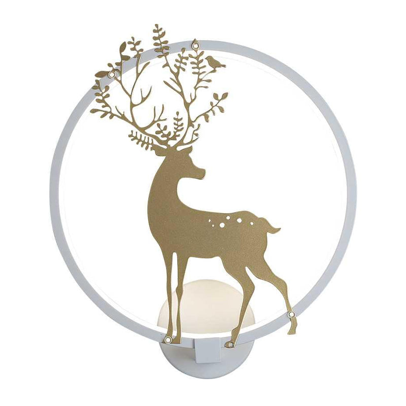 Gold Deer Mural Lamp Nordic Acrylic LED Hoop Wall Lighting Ideas for Living Room Clearhalo 'Modern wall lights' 'Modern' 'Wall Lamps & Sconces' 'Wall Lights' Lighting' 1126436